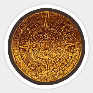 Golden Mayan Calendar Amulet Sticker